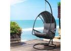 Stylish Gardeon Outdoor Egg Swing Chair with Stand – Black