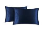 Buy Navy Blue Silk Pillowcases Set of 2 Online