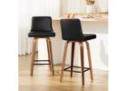 Sleek Artiss 2x Swivel Bar Stools – Leather Padded Comfort