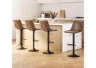 Artiss 4x Bar Stools – Vintage Leather Swivel & Gas Lift