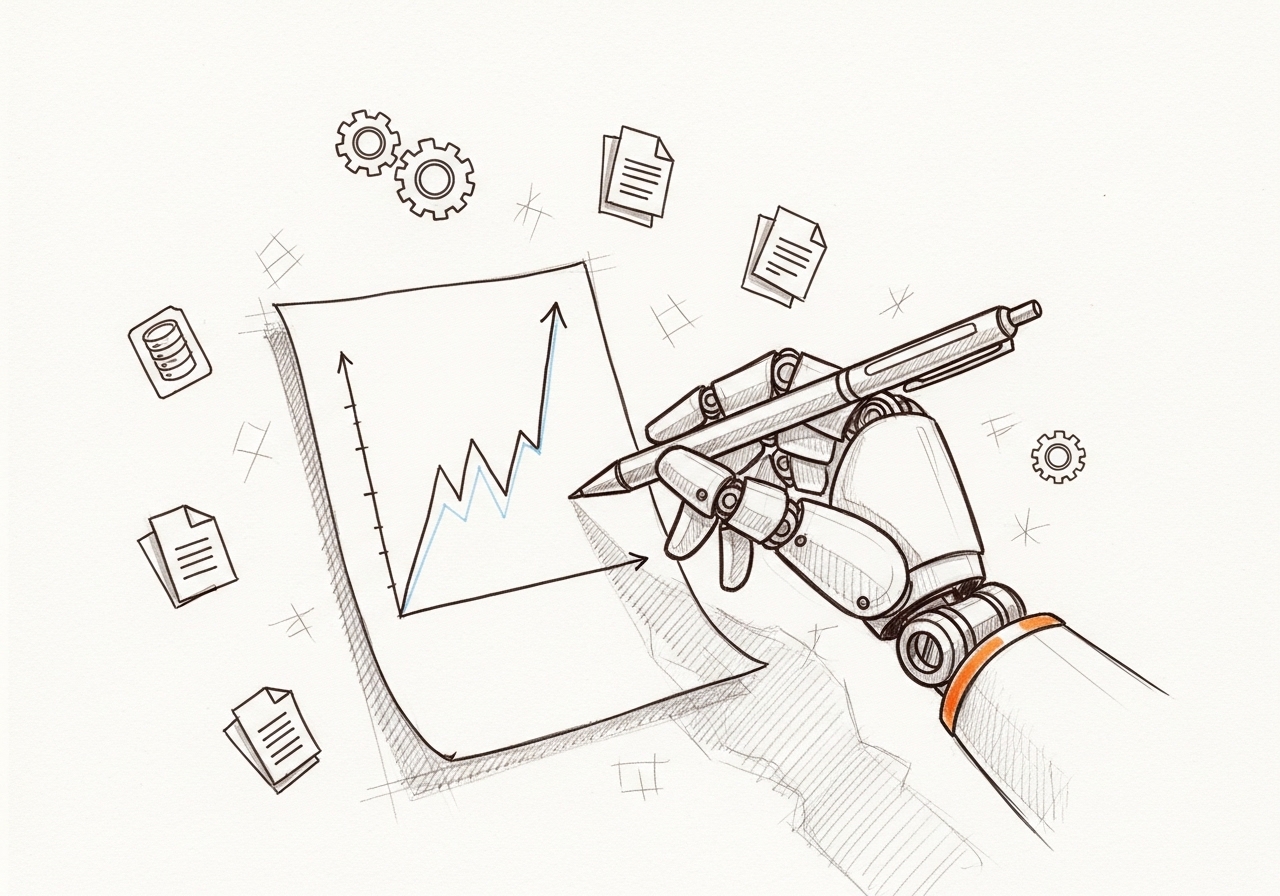 Illustration of AI automation analyzing competitive data