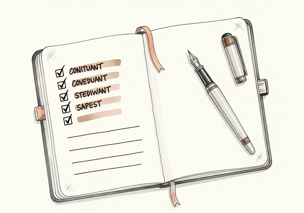 Open notebook with a checklist symbolizing a content audit and gap analysis.