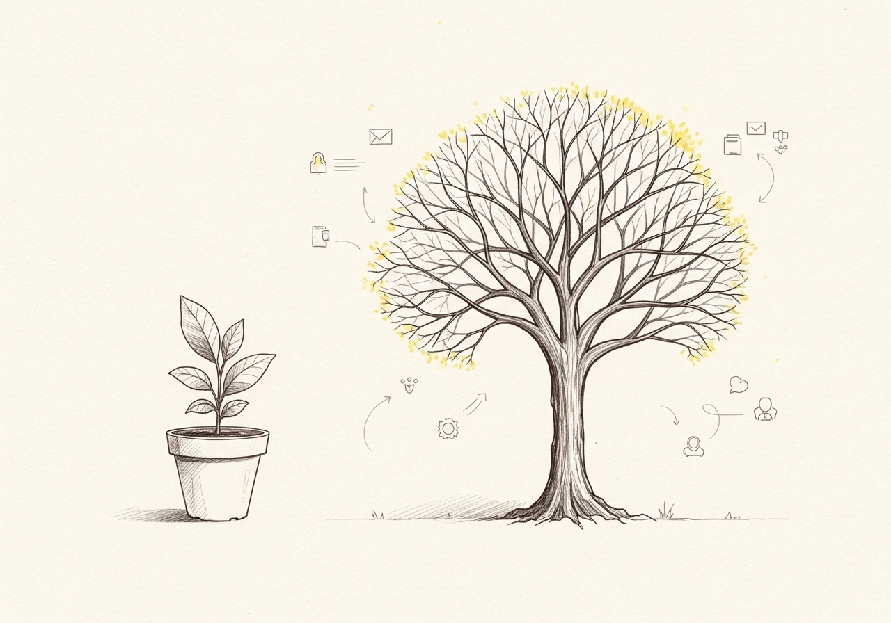 Illustration showing the growth limitations of single-page sites versus multi-page blogs.