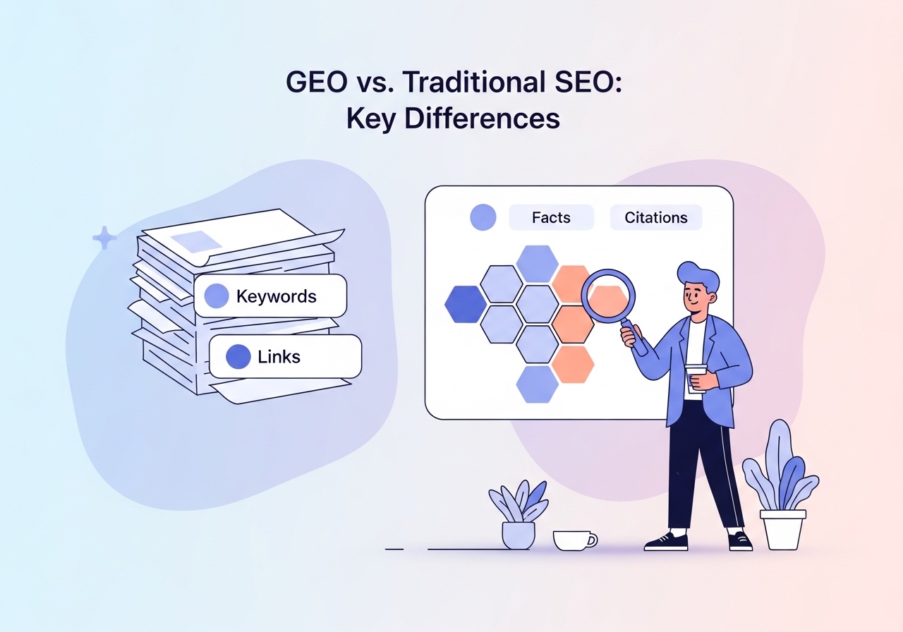 Comparison of traditional SEO metrics versus Generative Engine Optimization factors
