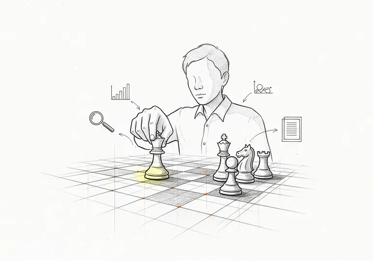 Sketch of a chess strategy representing marketing competitive analysis
