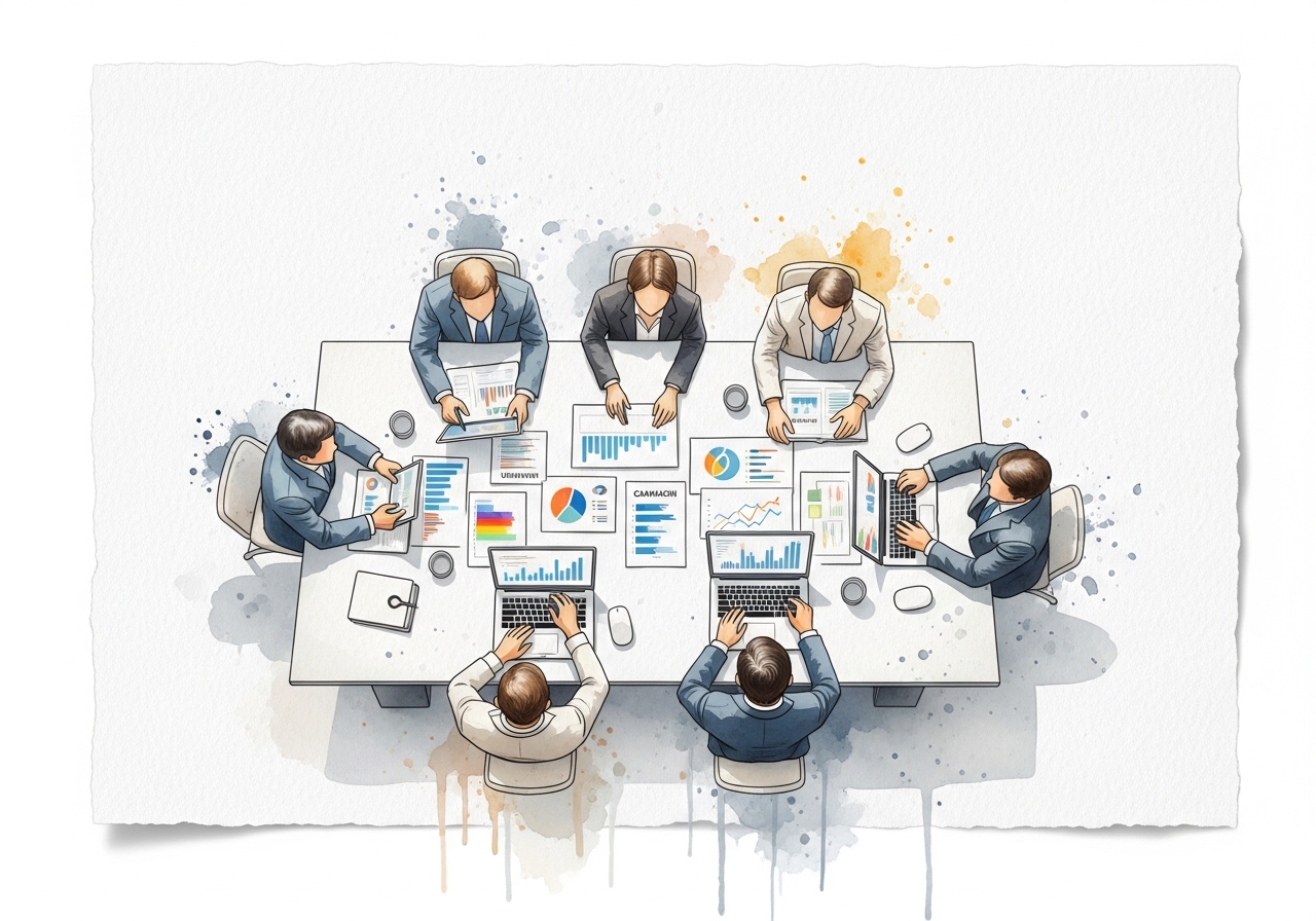 A marketing agency team collaborating on a project, representing the work shown in an agency portfolio.