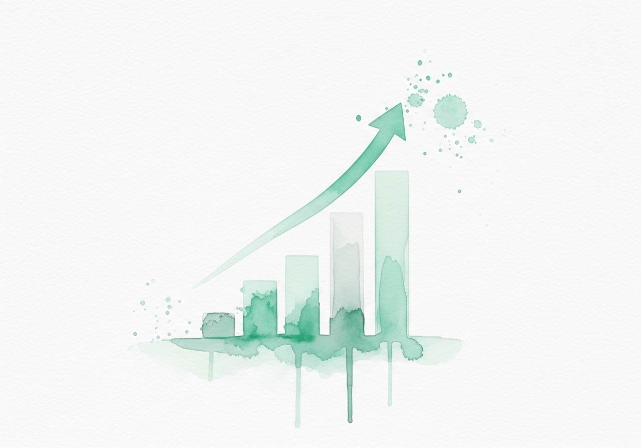 A watercolor bar chart illustrating data-driven marketing decisions.