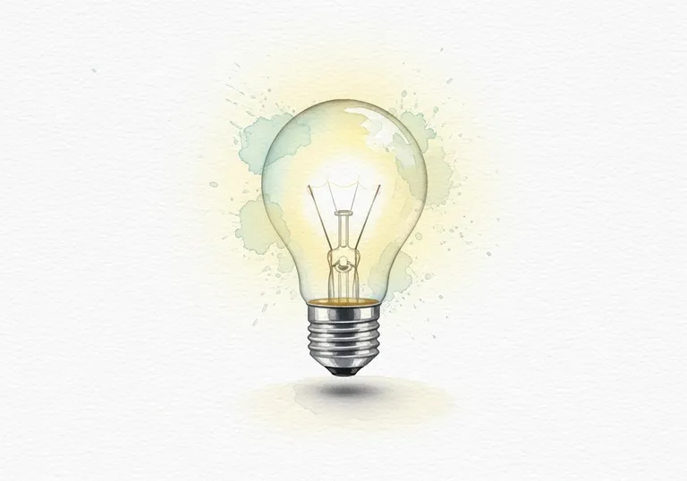 A watercolor illustration of a glowing lightbulb, representing the generation of new campaign ideas.