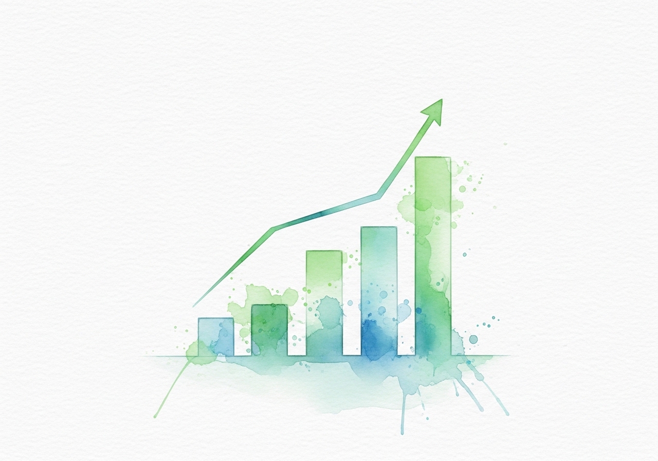 An abstract watercolor of data charts, illustrating a marketing manager's role in performance analysis.