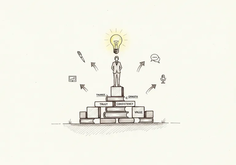 Illustration showing the foundational elements of personal branding including trust and consistency