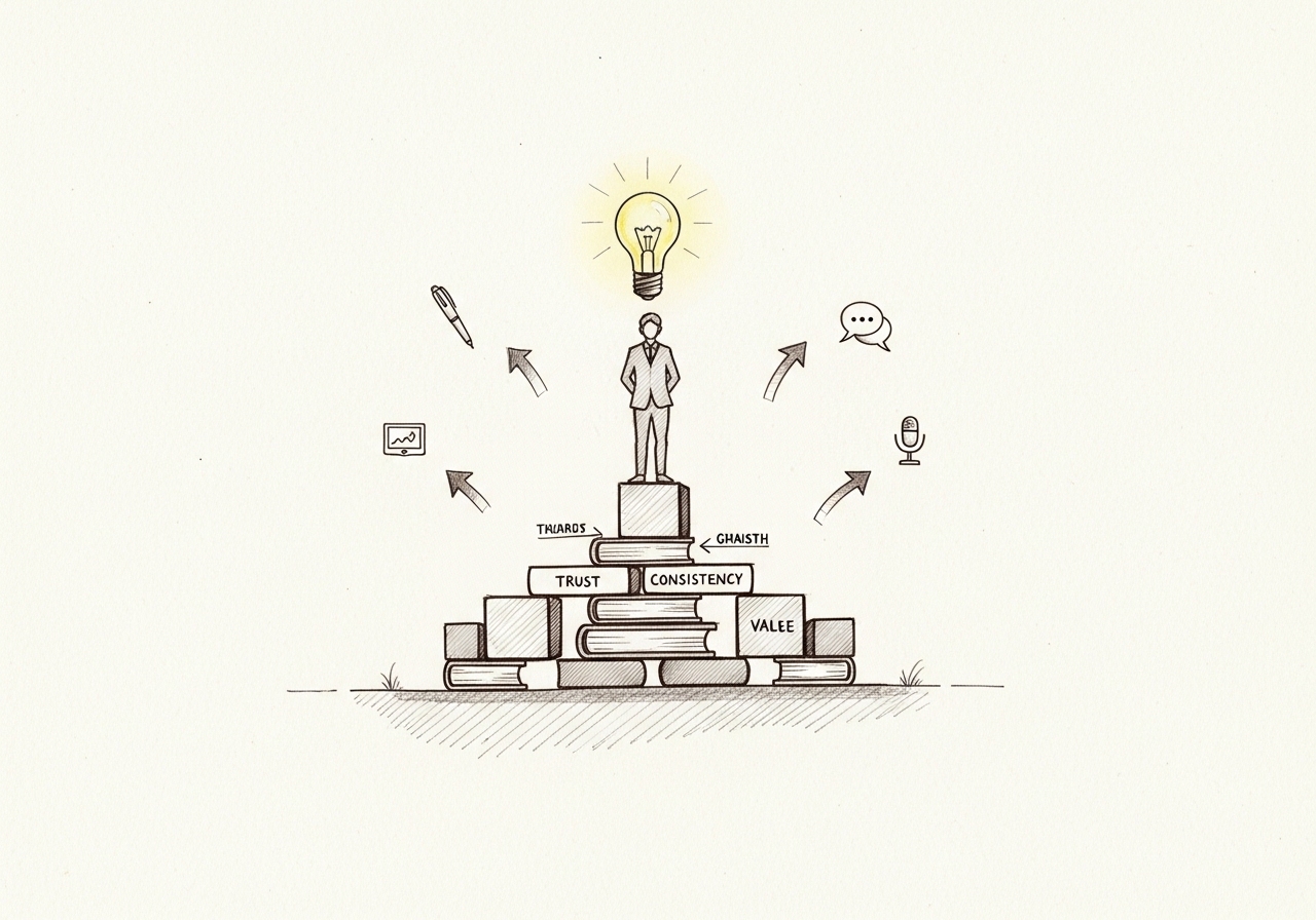 Illustration showing the foundational elements of personal branding including trust and consistency