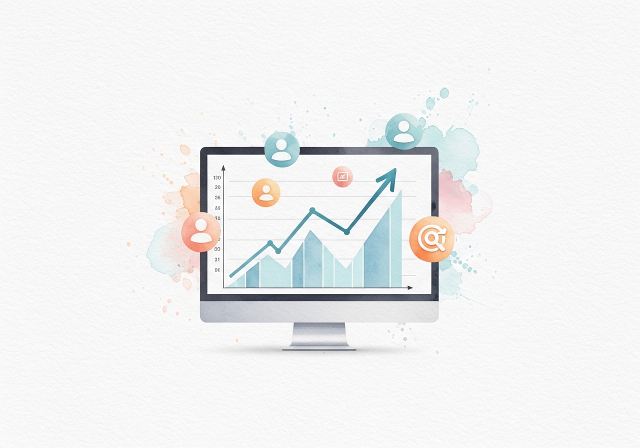 An upward-trending graph on a screen, symbolizing business growth for a SaaS marketing portfolio.