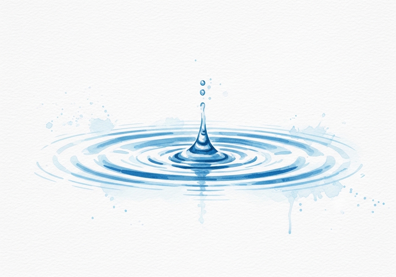 Watercolor of ripples expanding on water, illustrating the indirect boost to SEO from social activity.