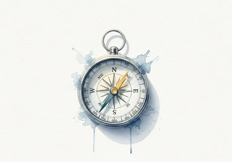 A watercolor illustration of a compass, representing the different types of SEO that guide a marketing strategy.