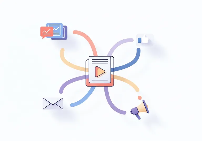 Diagram showing a content distribution strategy for viral marketing across multiple channels including social and email.
