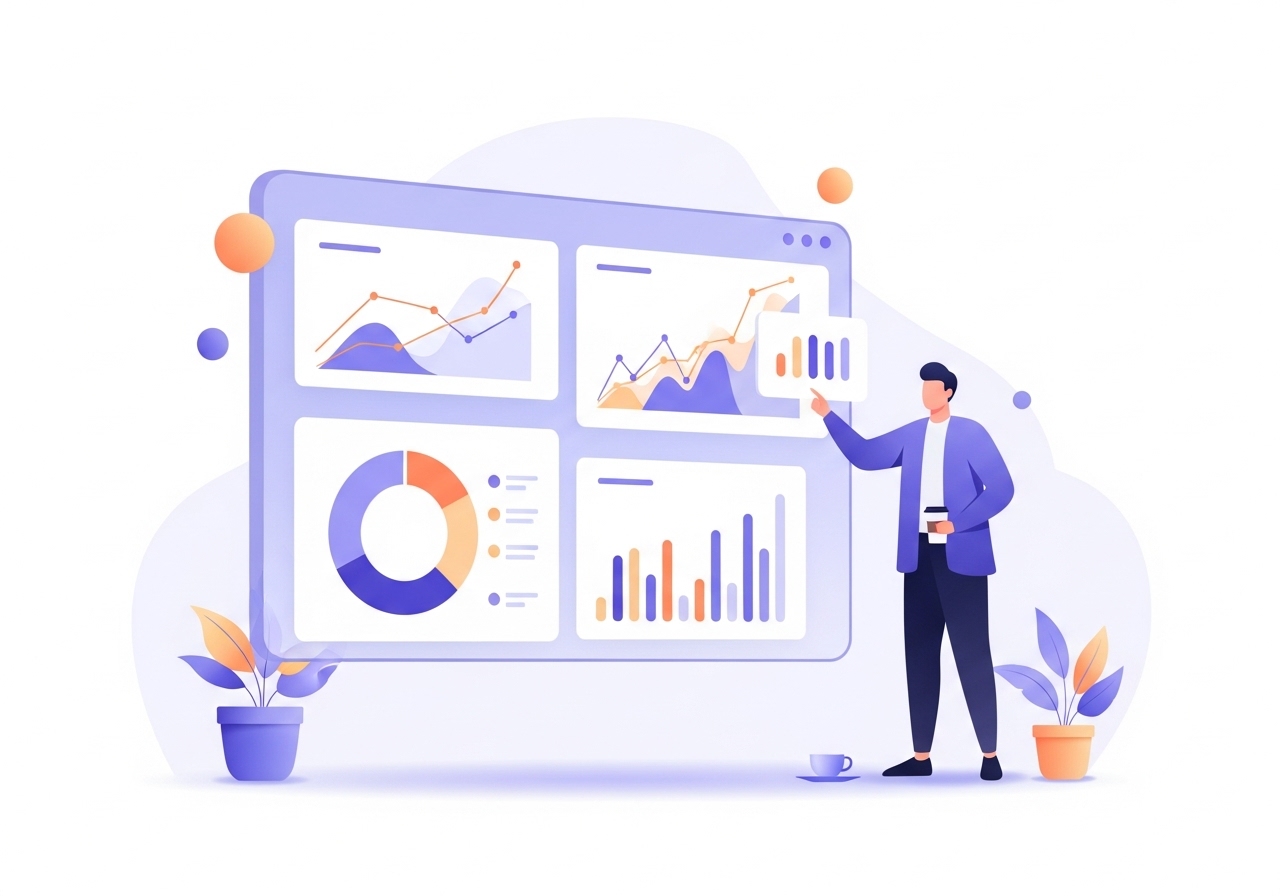 A marketing professional analyzing charts and data to measure the ROI of an influencer marketing campaign.