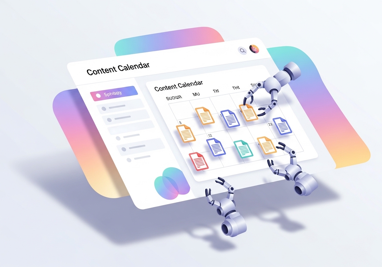 An automated content calendar being filled by AI, showing how to scale a blog's revenue.