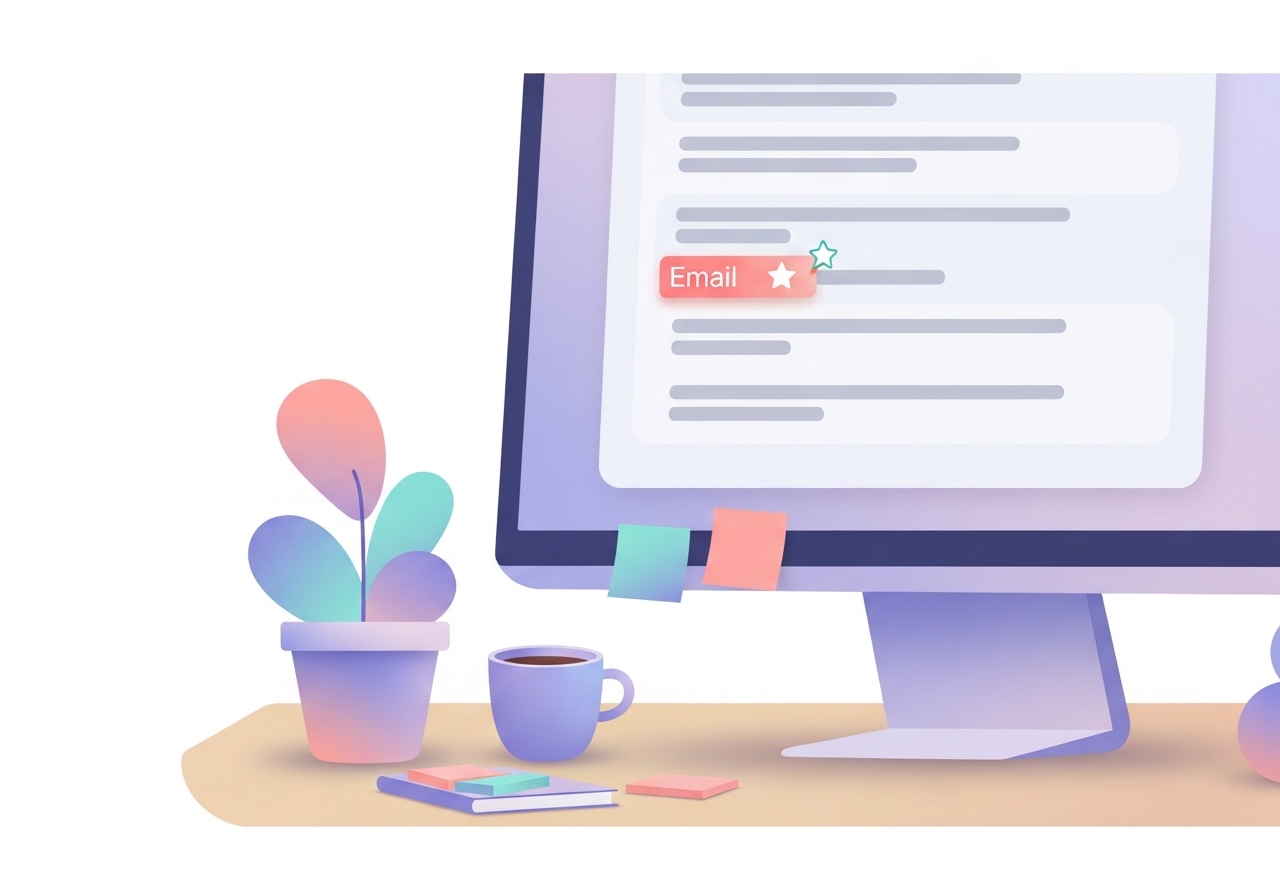 An illustration showing an email inbox where one compelling subject line stands out from the rest.