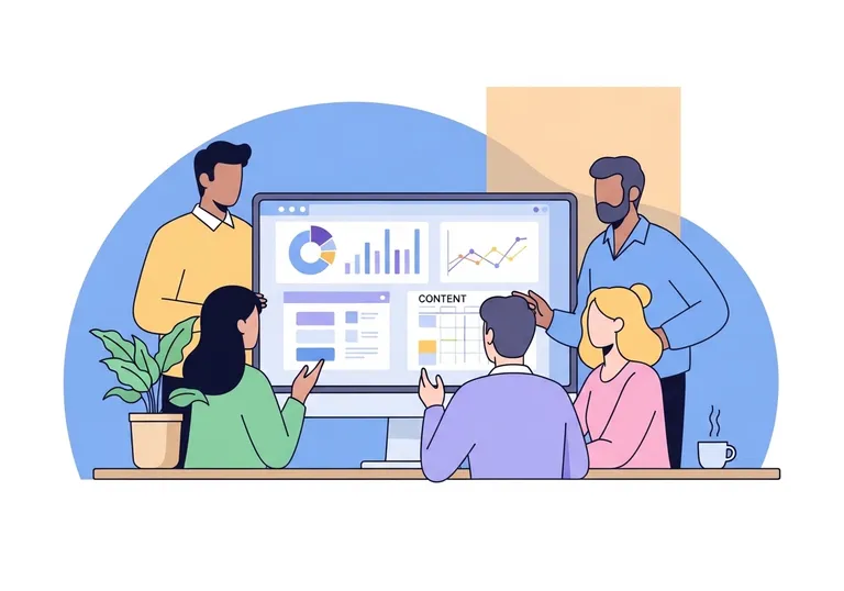 A team of marketing professionals discussing a strategy for content marketing for agencies.