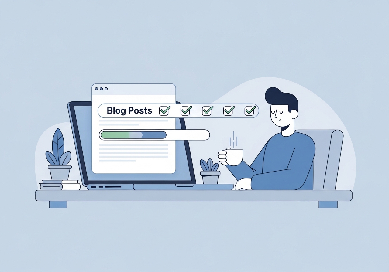 Illustration of an automated blogging workflow, a solution to common challenges for small teams.