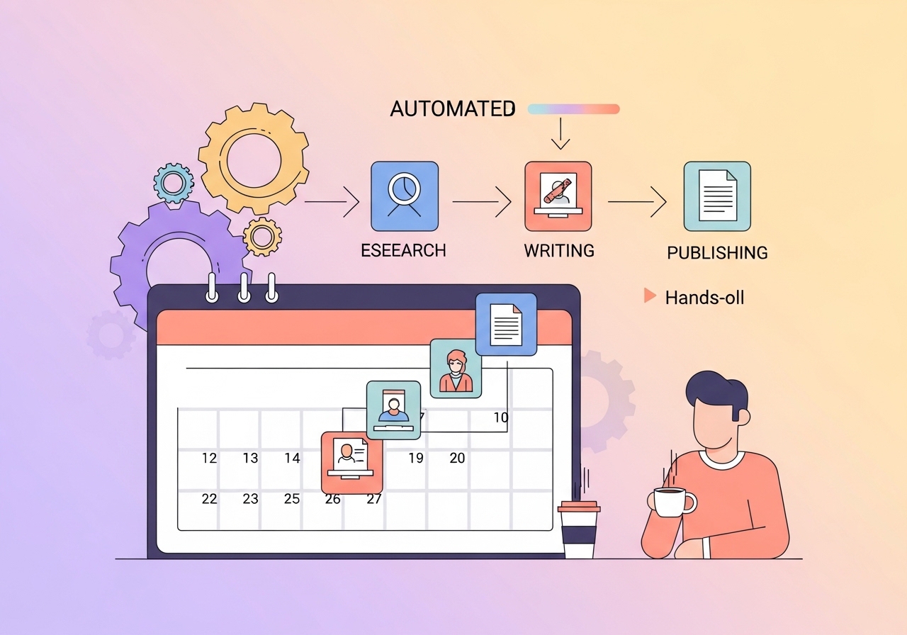 An illustration of an automated content calendar, symbolizing how technology can streamline a content strategy for lead generation.