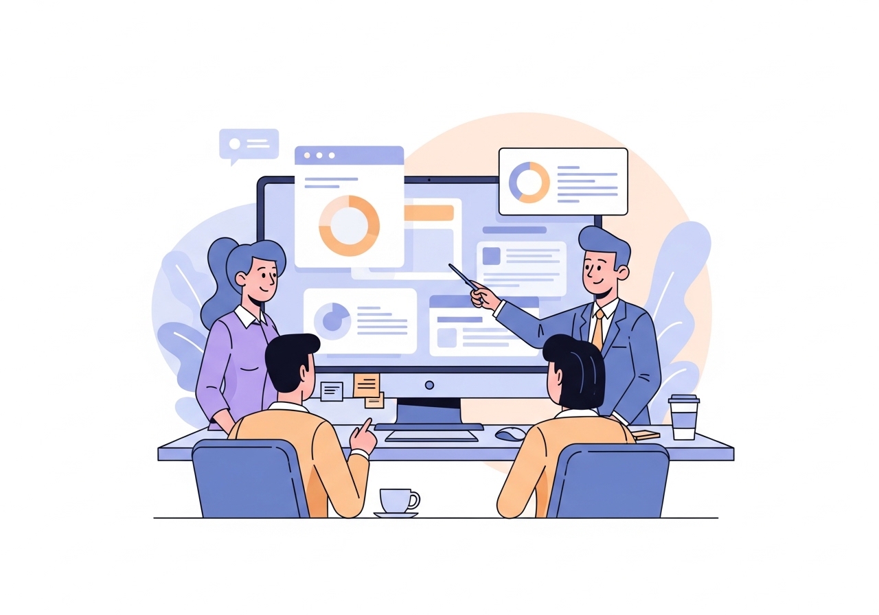 A team of marketing professionals brainstorming creative marketing ideas in a modern office.