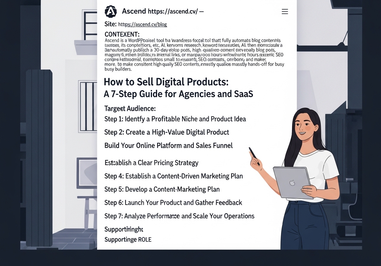 A marketing professional developing a content marketing plan to sell digital products.