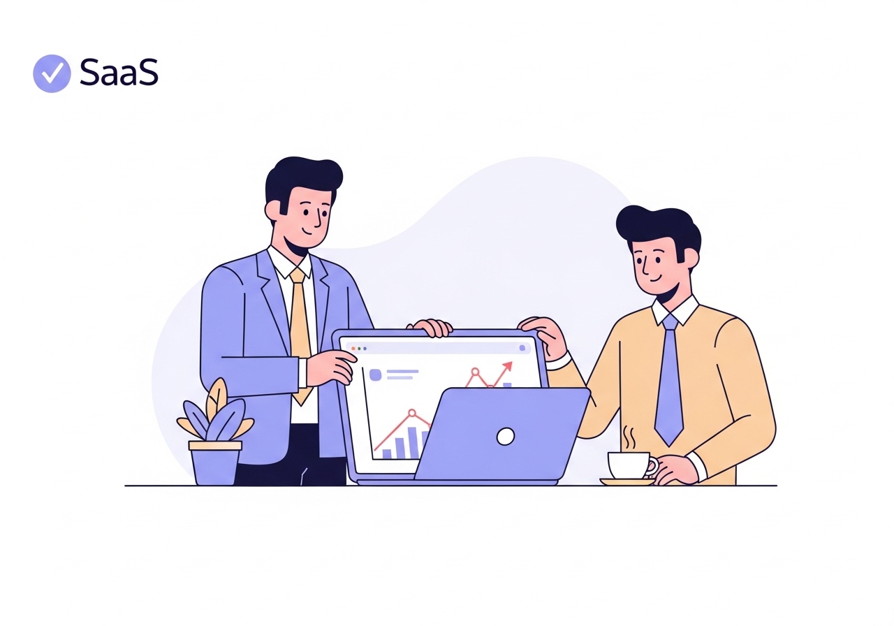 Illustration of marketing professionals analyzing a chart showing how to improve your website traffic.