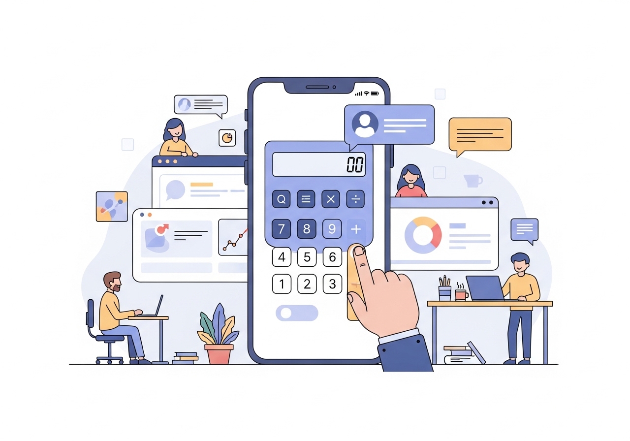 An interactive calculator tool on a smartphone screen, a useful marketing asset for lead generation.