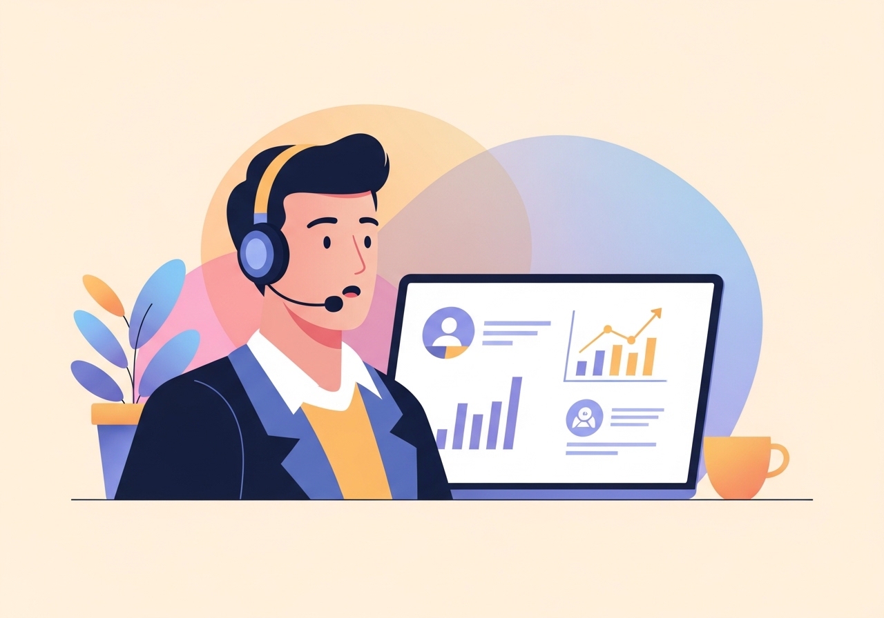A professional hosting a webinar about effective marketing ideas and strategies.