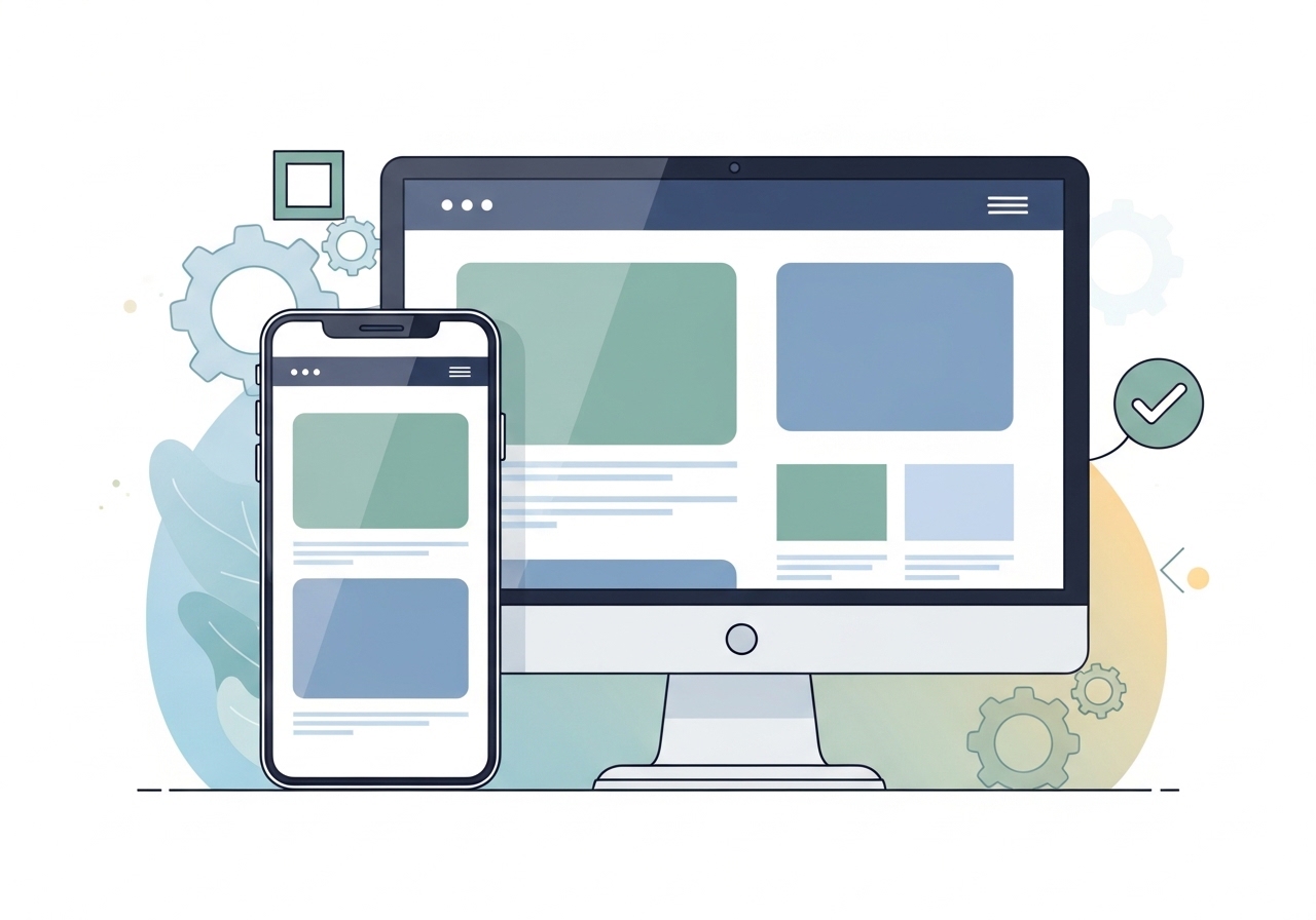 Illustration of a mobile-friendly website, a key part of technical SEO for improving traffic.