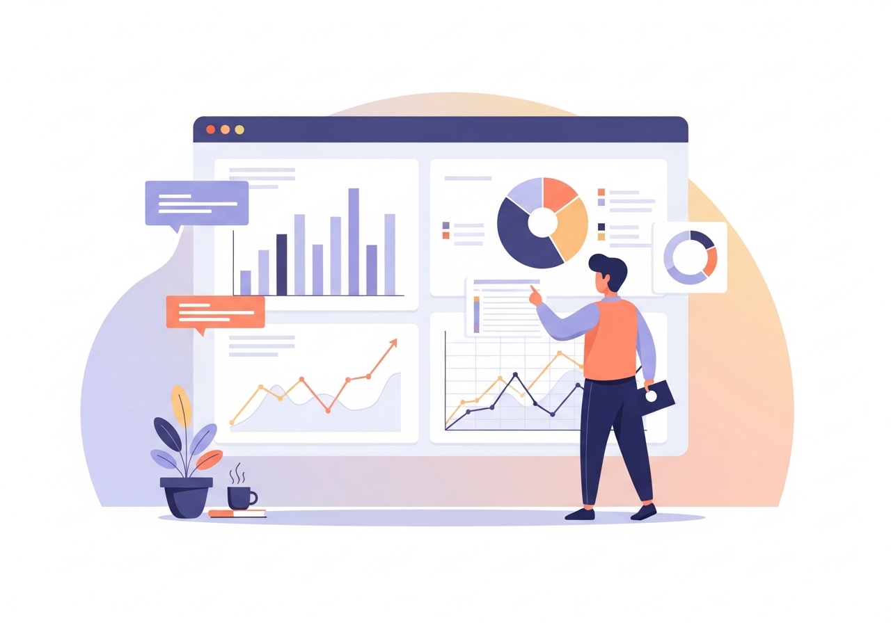 A marketing analyst reviewing a performance dashboard to refine website traffic strategy.