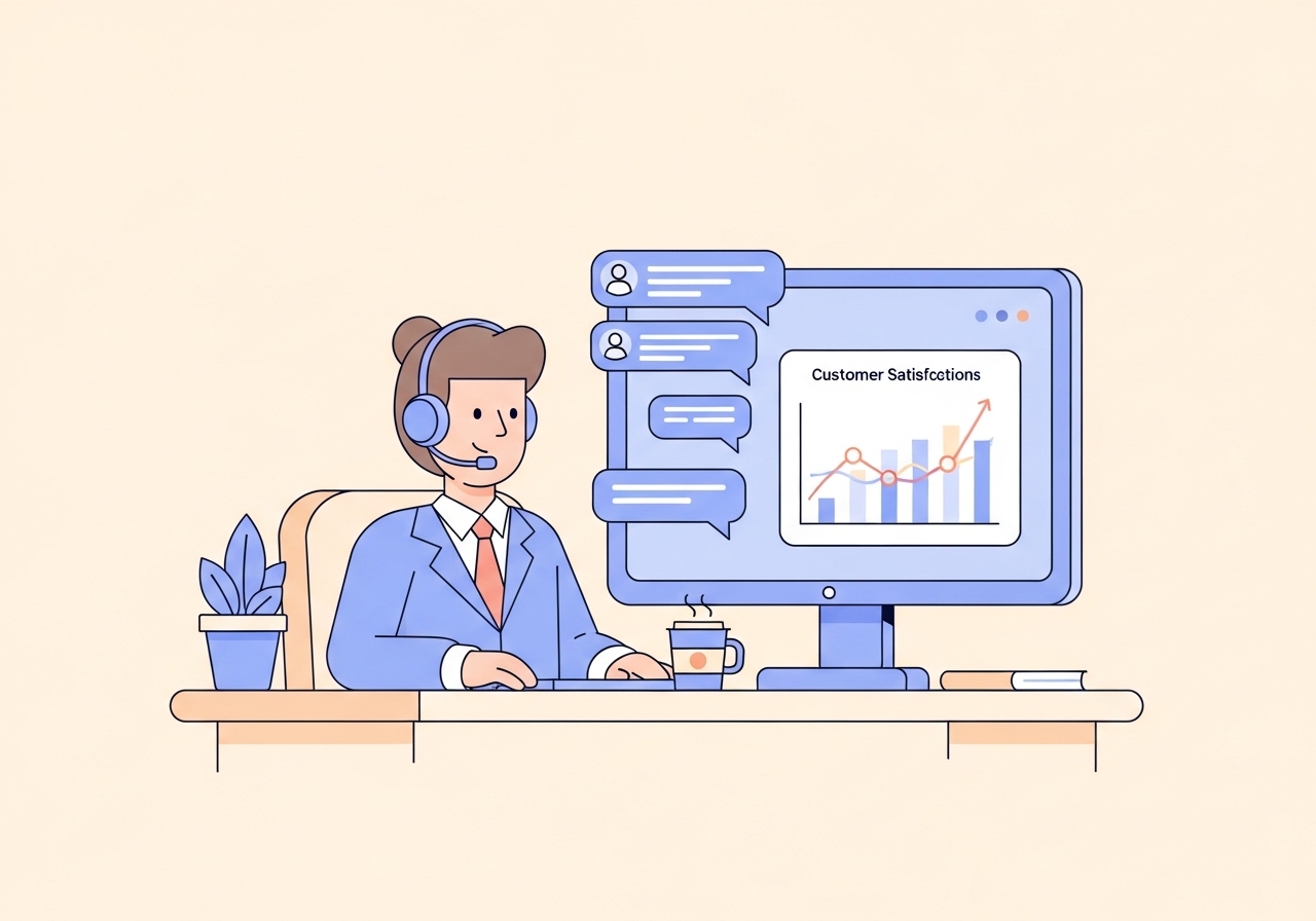 Illustration of a customer support team using Zendesk AI to automate responses and improve service.