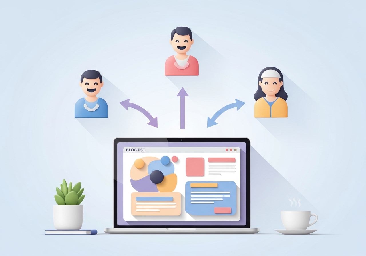 Illustration showing how strategic blog content leads to increased customer satisfaction and positive customer impact.