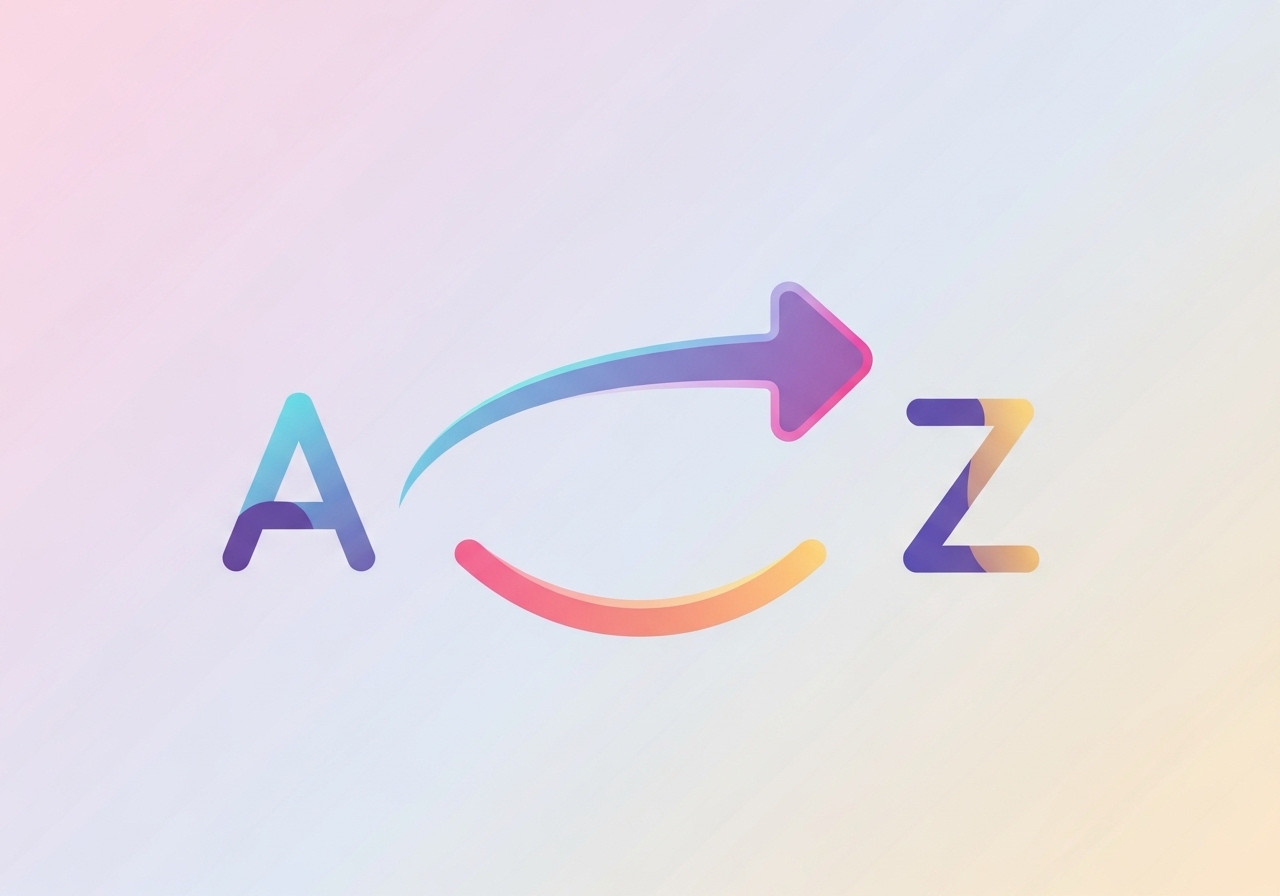 A stylized smile that is also an arrow pointing from the letter A to Z, symbolizing customer satisfaction and large inventory.