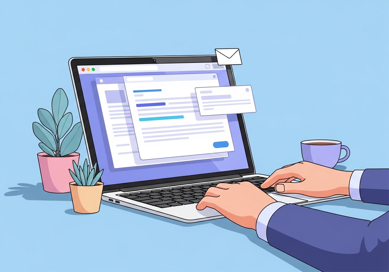 An illustration of a professionally written client introduction email on a laptop screen.