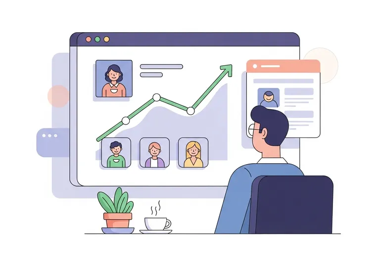 Digital illustration showing a professional analyzing charts that represent a positive customer impact.
