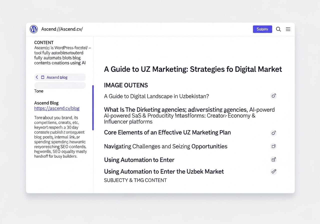 An illustration showing how an automated tool like Ascend helps manage a content calendar for UZ marketing directly within a WordPress dashboard.