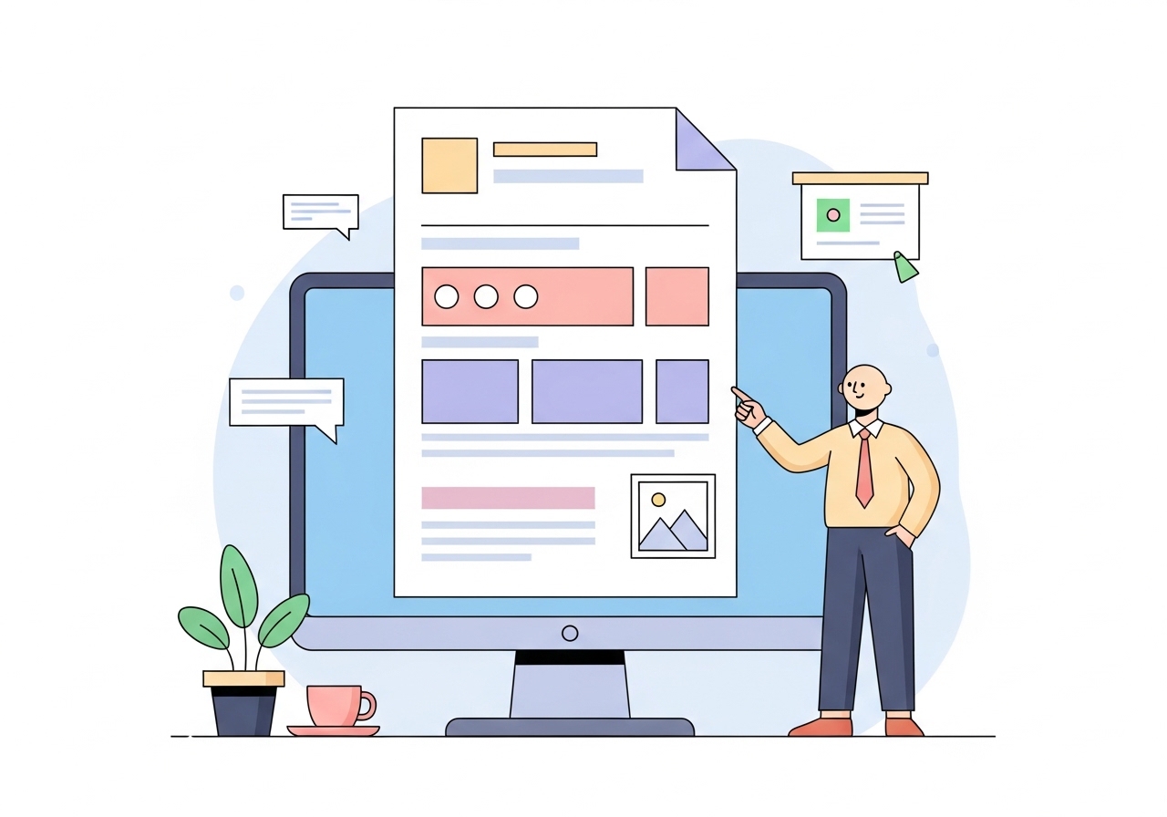 Illustration of a well-structured blog post with clear headings and lists, demonstrating good writing craft for readability.