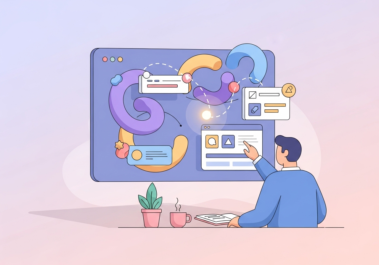 Illustration of an interactive portfolio design, highlighting user engagement and modern web technology.
