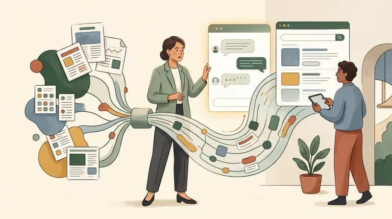 Digital graph linking structured web content directly to generative AI search engines.