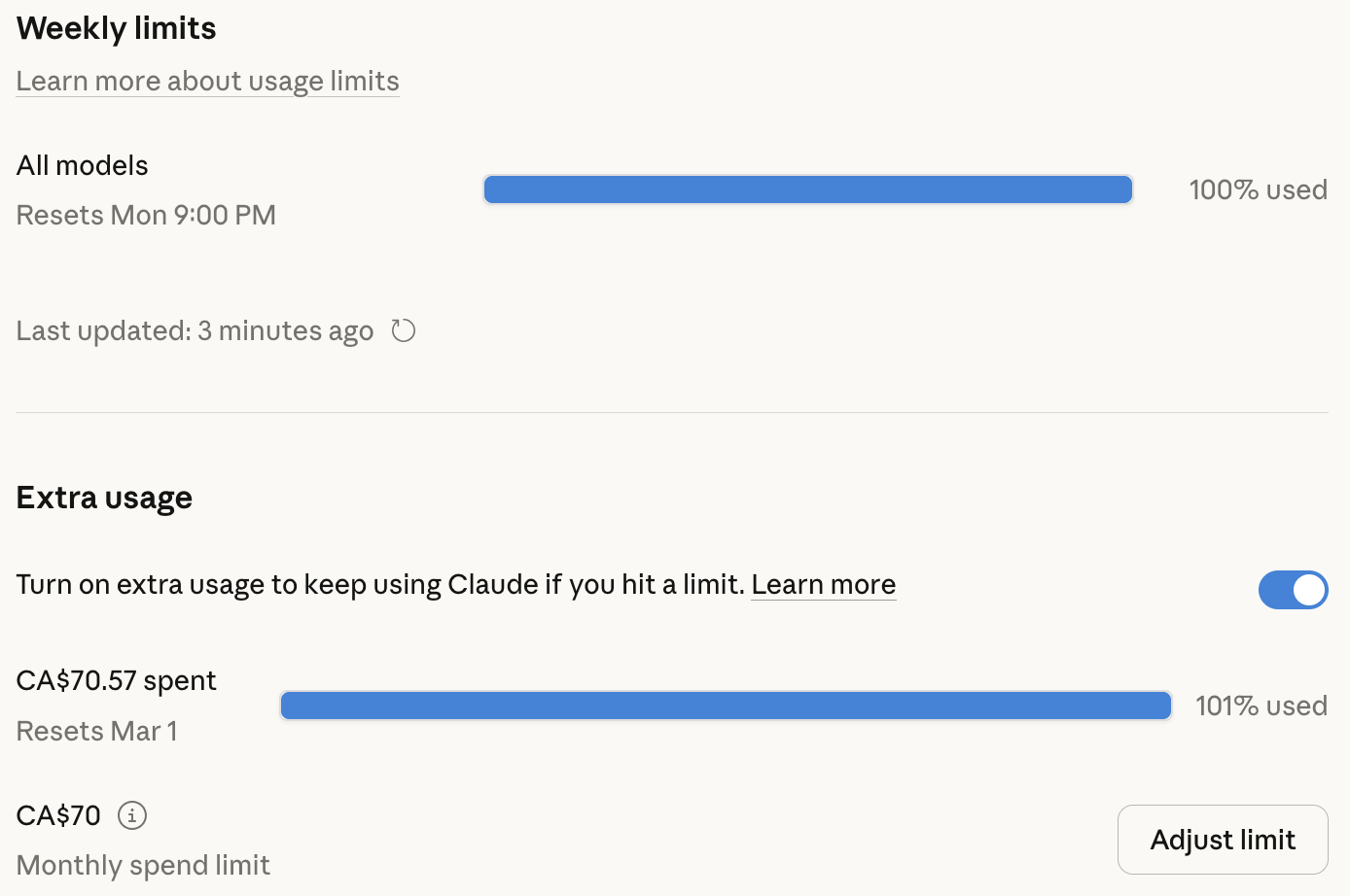 101% usage of Claude Code