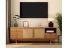 Vintage Look TV Cabinet with Textured Wood Finish
