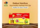 Dabur Honitus Ayurvedic Herbal Hot Sip Kadha For Sore Throat.