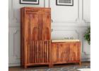 Floreta Wood Shoe Rack with Seat – Elegant Design for Organized Living