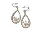 Silver Teardrop Freshwater Pearl Lotus Earrings