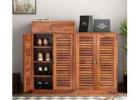Augur Sheesham Wood Shoe Rack – Timeless Elegance in Honey Finish