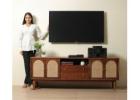 Elegant Wooden TV Unit for Living Room with Shelves