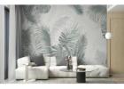 Tropical Vibes with Wild Green Gray Leaves Peel and Stick Décor