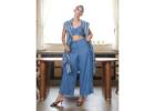 Cobalt Denim Pants for Women – Trendy High-Waist Denim Bottoms